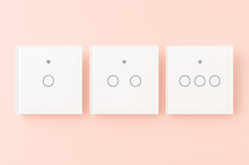 3 interrupteurs tactiles ur un fond rose