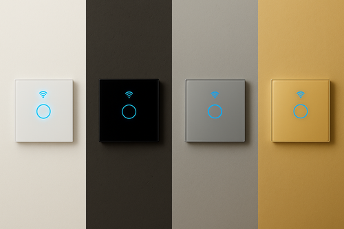 4 interrupteurs connectés avec couleur blanc noir gris d'oré