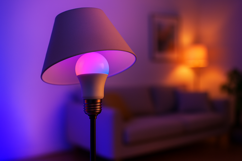 Une lampe design une ampoule e27 un salon 