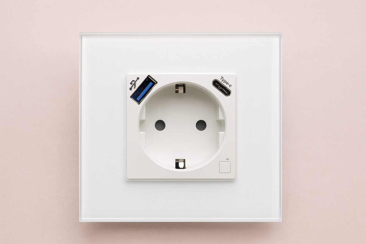 prise connectée encastrable usb type c blanc