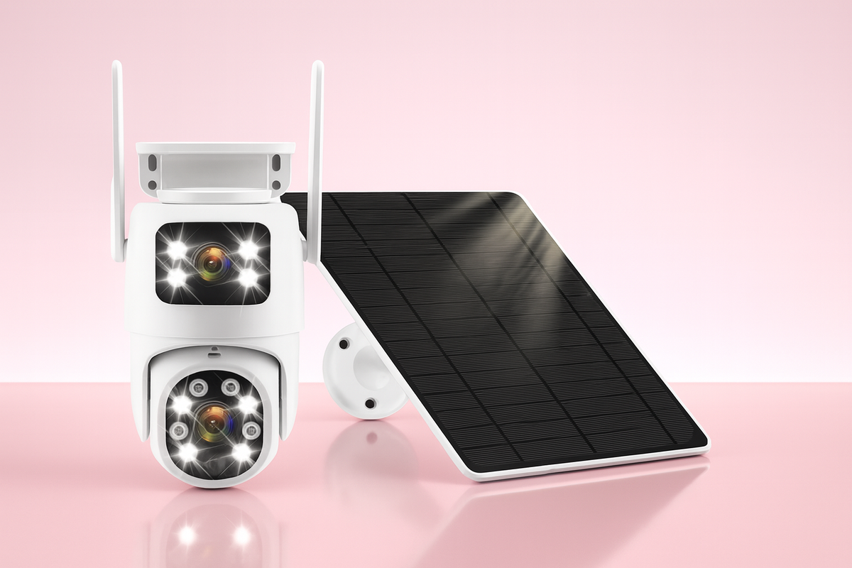 Camera solaire extérieur blanche wifi 