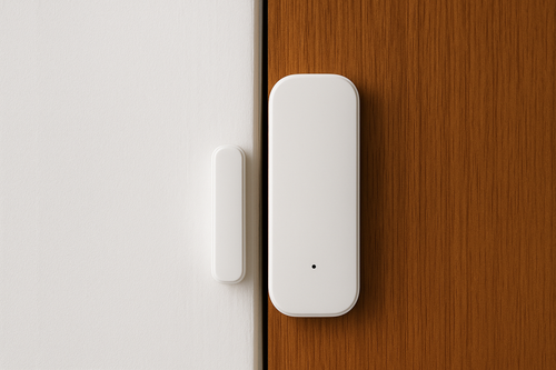 Une porte avec un détecteur d'ouverture et fermeture connecté