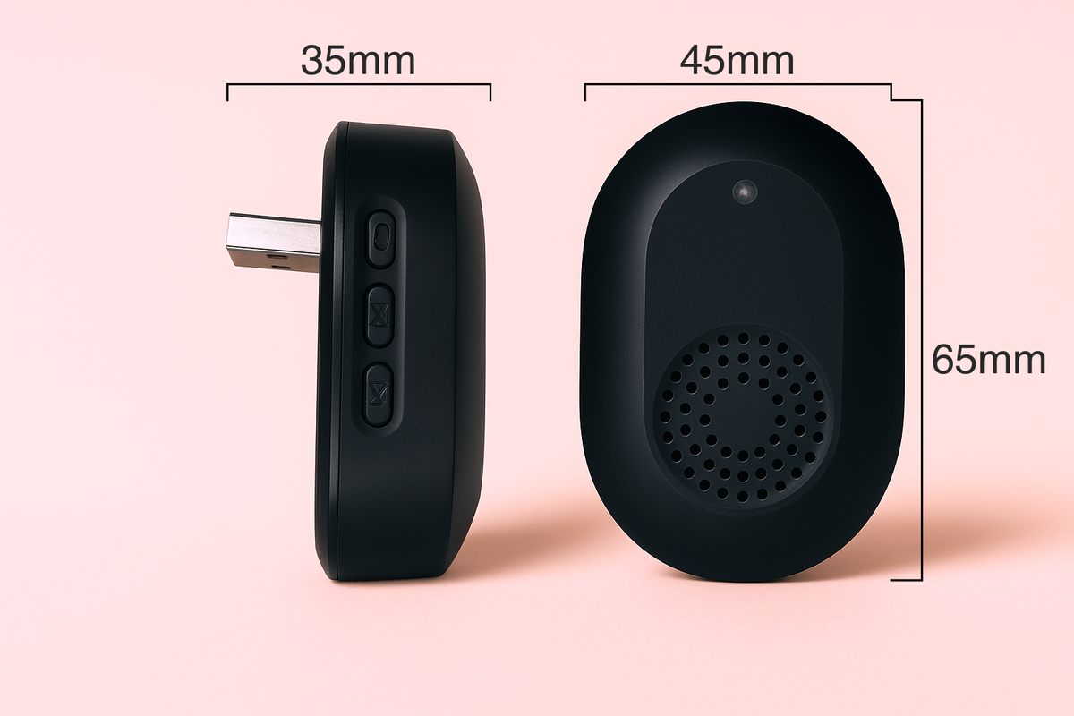 Récepteur sonnette guide de taille sur fond rose