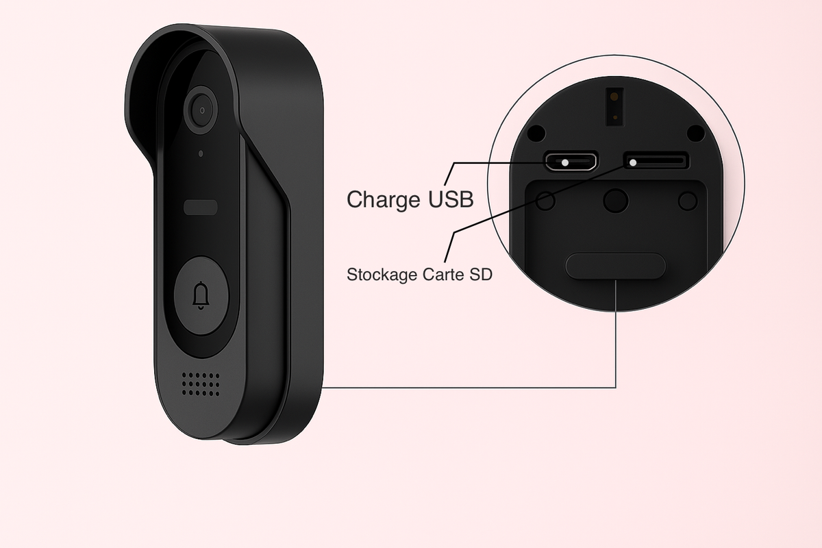 une sonnette guide charge sur fond rose